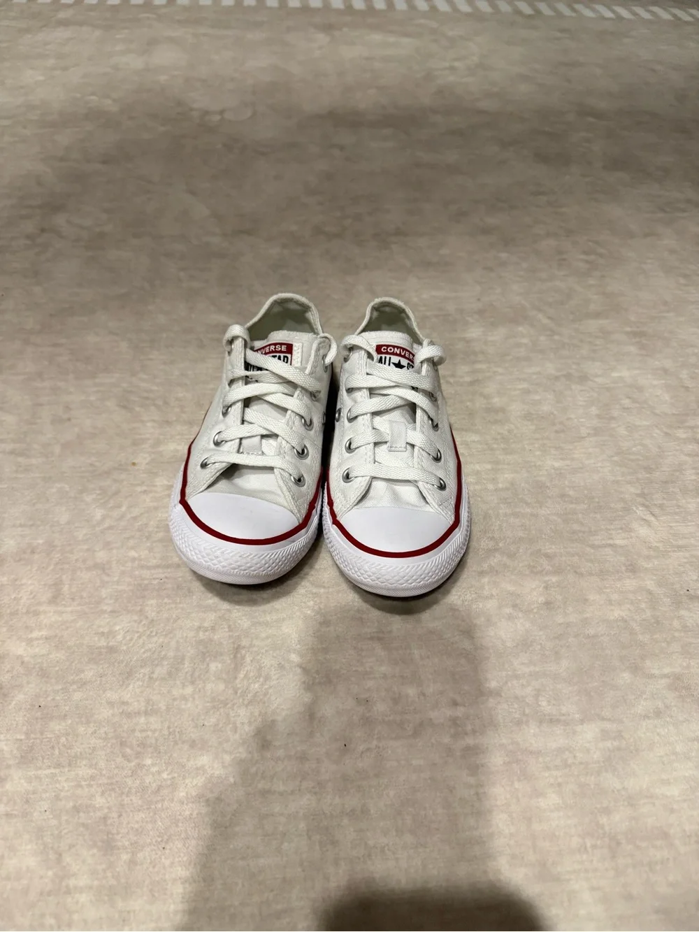 Converse Kids White Canvas Low-Top Sneakers with Red Accent